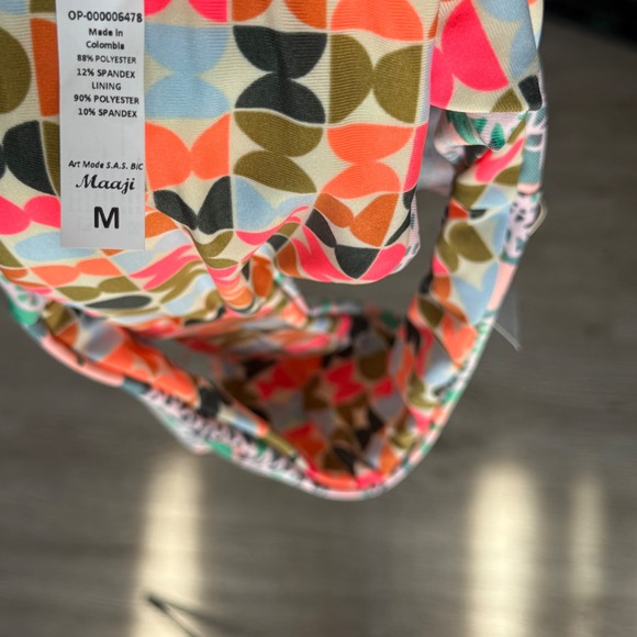 Maaji Reversible Bikini Set Geometric Floral  Teal Womens Large top M bottoms - Picture 2 of 6